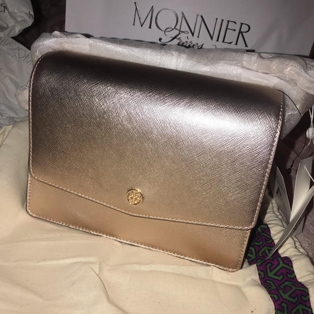 💕SOLD💕Tory Burch Rose Gold Metallic Robinson - Picture 4 of 8